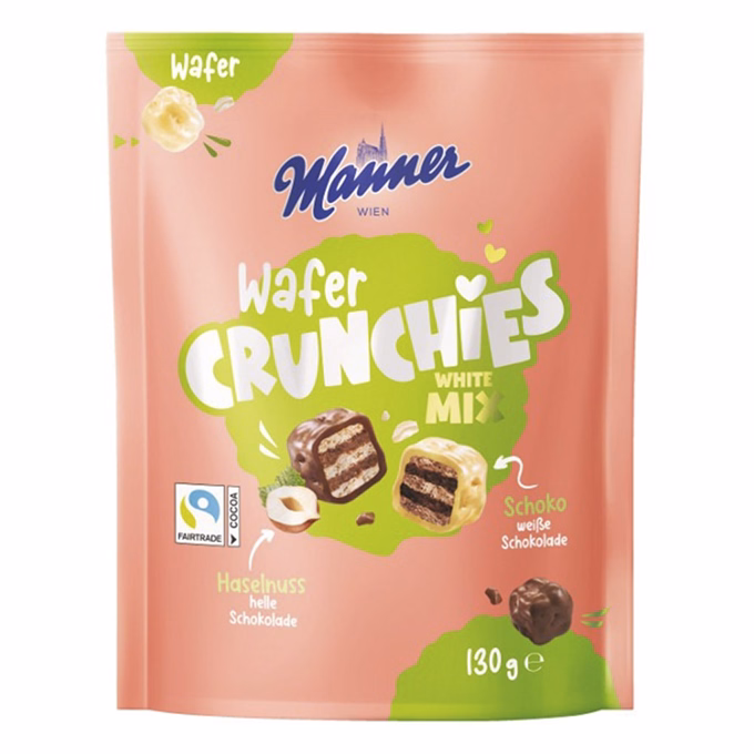 Töltött ostya MANNER Wafer Crunchies White Mix 130 g