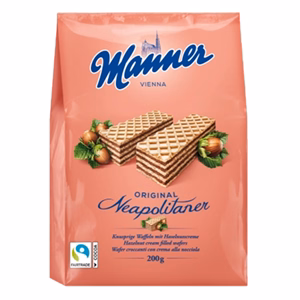 Töltött ostya MANNER mogyorós 200 g