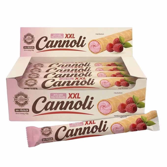 Töltött ostya rúd BELISSIMO Cannoli málnás-jughurt 42 g