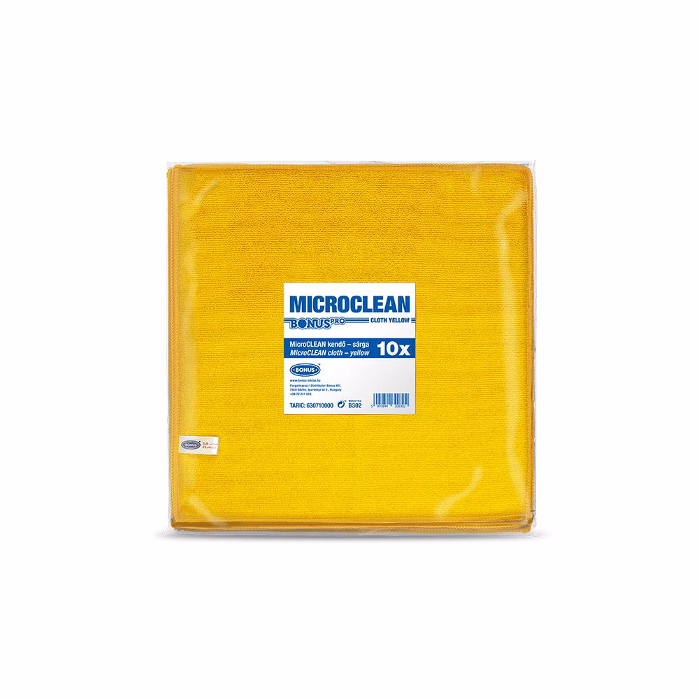 Törlőkendő mikroszálas BONUS microCLEAN HoReCa HACCP 40x40 cm sárga 10 darabos