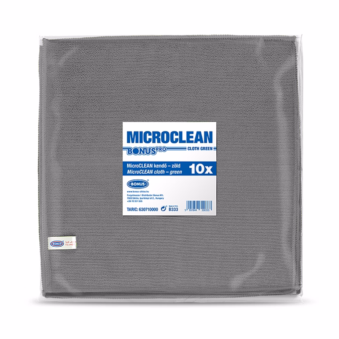 Törlőkendő mikroszálas BONUS microCLEAN HoReCa HACCP 40x40 cm szürke 10 darabos