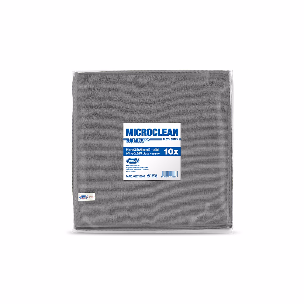 Törlőkendő mikroszálas BONUS microCLEAN HoReCa HACCP 40x40 cm szürke 10 darabos