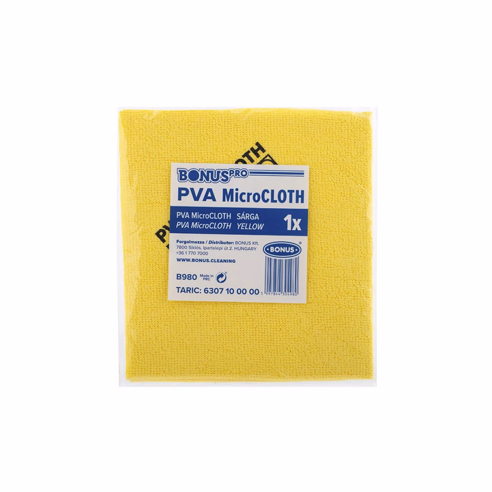 Törlőkendő mikroszálas BONUS pro PVA microloth Bioactive 39x36cm sárga