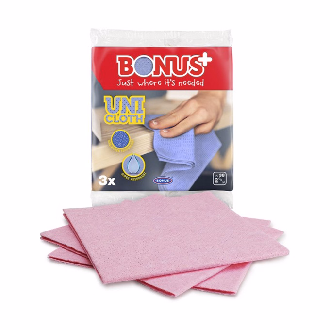 Törlőkendő univerzális BONUS + Uni 38x38 cm 3 darabos
