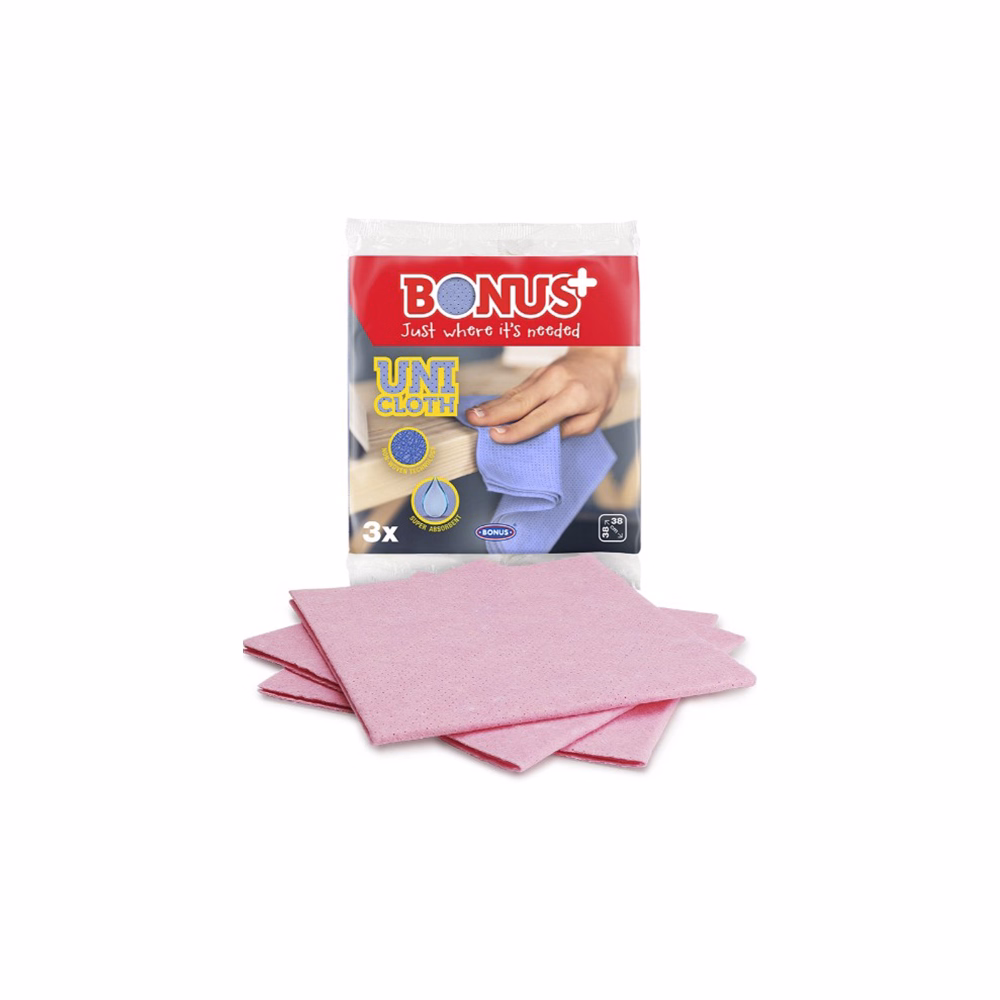 Törlőkendő univerzális BONUS + Uni 38x38 cm 3 darabos