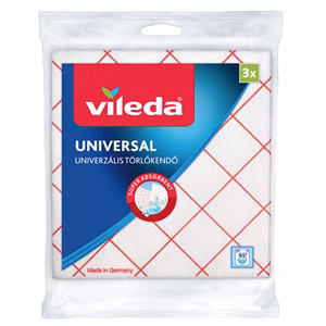 Törlőkendő univerzális VILEDA 36x34 cm piros-fehér 3 darabos Törlőkendő univerzális VILEDA 36x34 cm piros-fehér 3 darabos