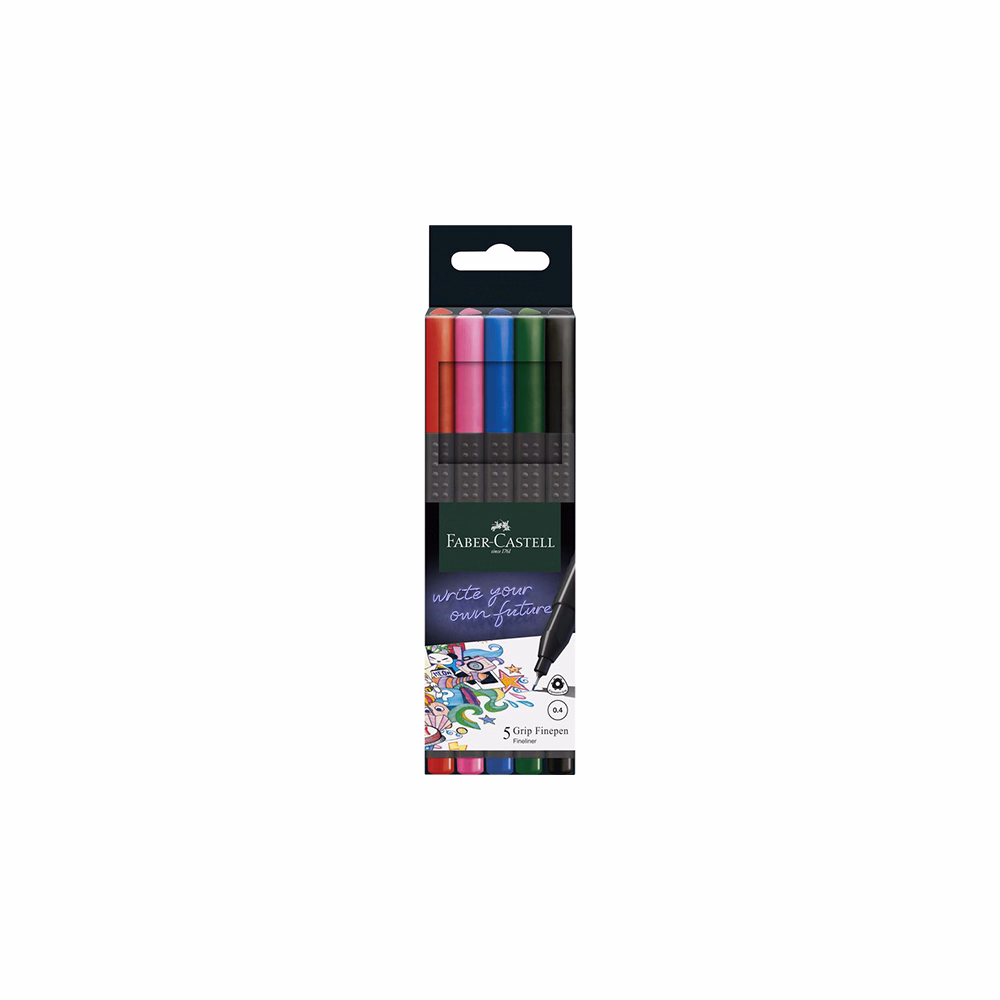 Tűfilc FABER CASTELL Grip alap színek 0,4mm 5 darabos Tűfilc FABER CASTELL Grip alap színek 0,4mm 5 darabos