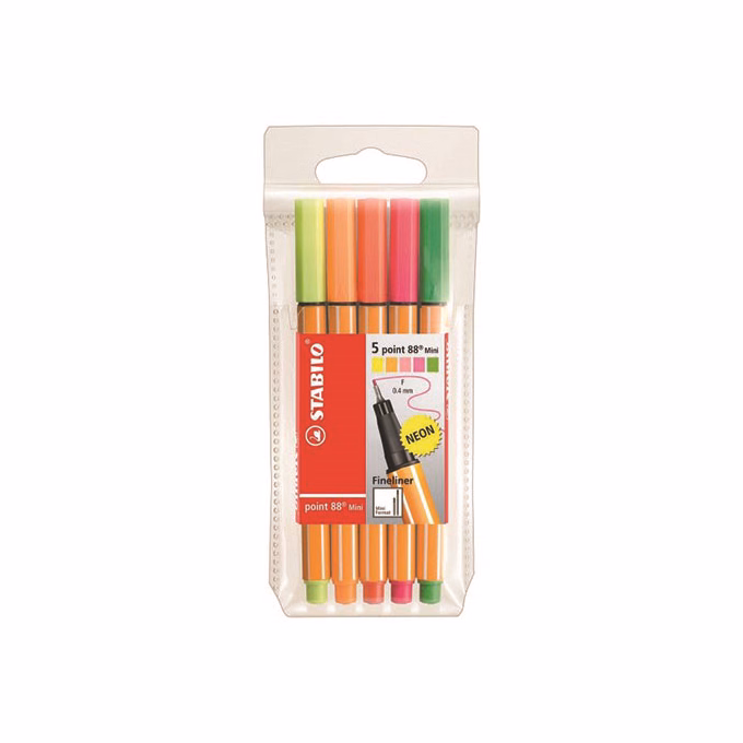 Tűfilc STABILO Point 88 Mini neon 5 darabos