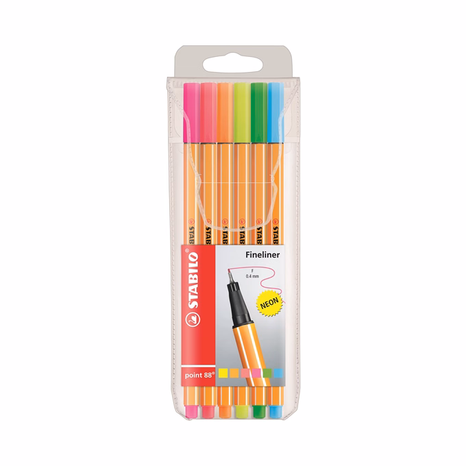 Tűfilc STABILO Point 88 neon 6 darabos készlet
