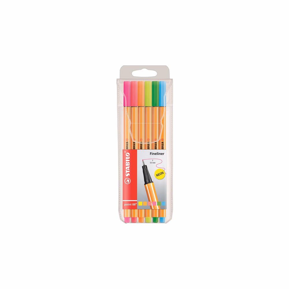 Tűfilc STABILO Point 88 neon 6 darabos készlet
