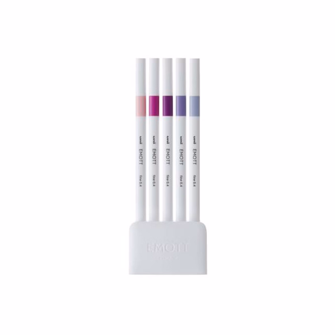 Tűfilc UNI EMOTT 5 darabos 0,4mm (babarózsaszín, pink, mályva, lila, tengeri köd)