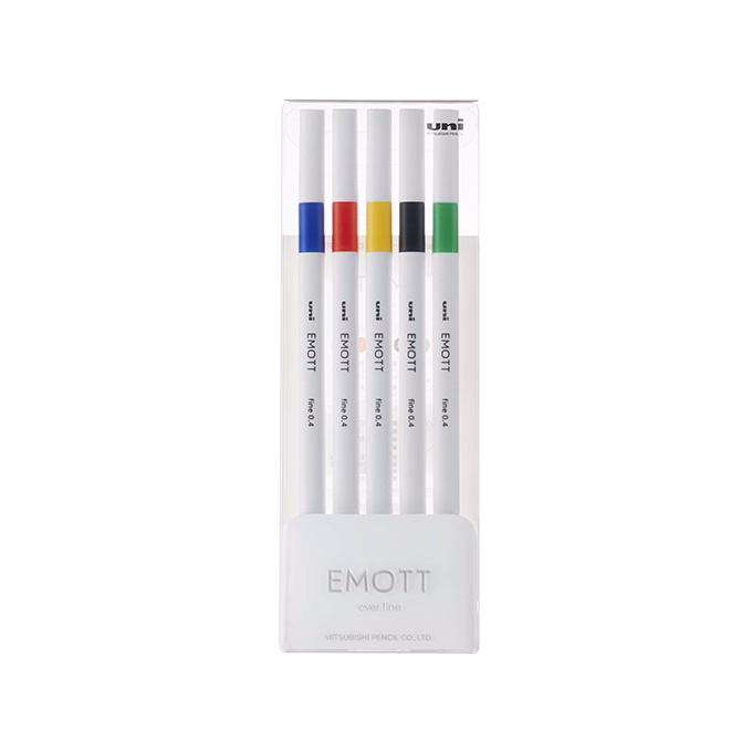 Tűfilc UNI EMOTT 5 darabos készlet 0,4mm (kék, piros, sárga, fekete, zöld)