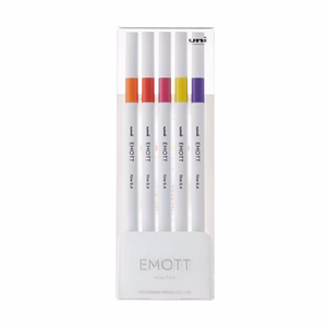 Tűfilc UNI EMOTT 5 darabos 0,4mm (narancs, cinóber, pink, citromsárga, fukszia)