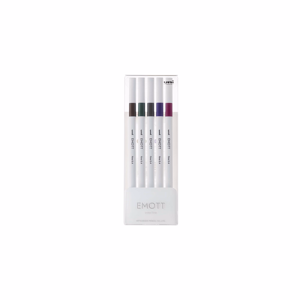 Tűfilc UNI EMOTT 5 darabos 0,4mm (sötétbarna, khaki,  szürke, lila, ametiszt)