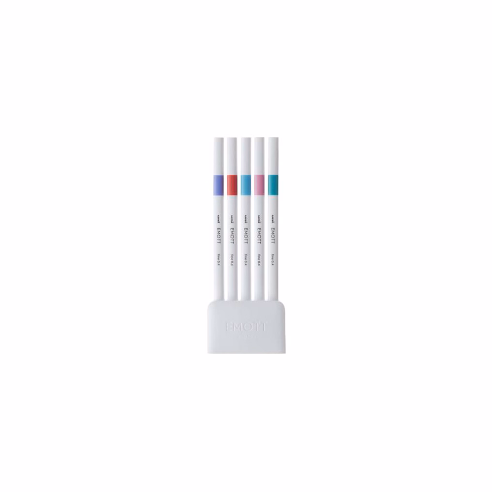 Tűfilc UNI EMOTT 5 darabos 0,4mm (világoslila, korall piros, világoskék, világosrózsaszín, smaragdzöld)