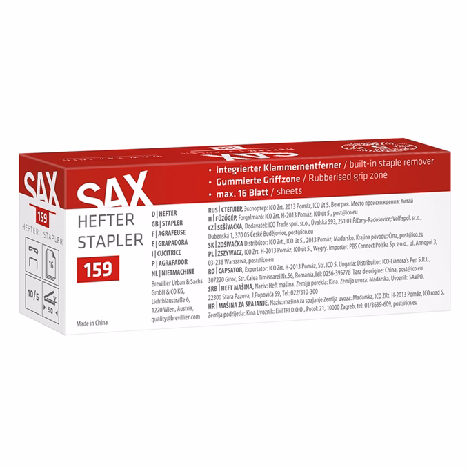 Tűzőgép SAX 159 XS 16 lap No.10 fekete
