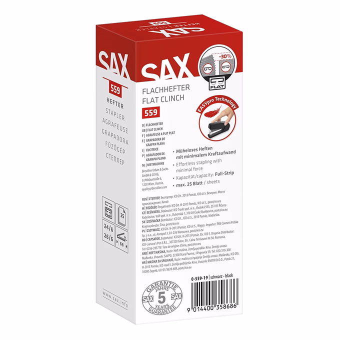 Tűzőgép SAX 559 L Easypro 25 lap 24/6-26/6 fekete