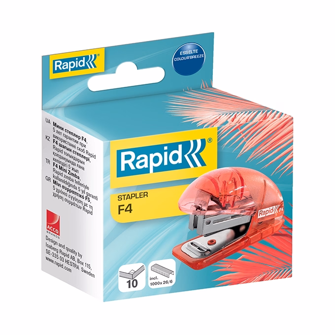 Tűzőgép mini RAPID Colour Breeze 24/6-26/6 10 lap korall