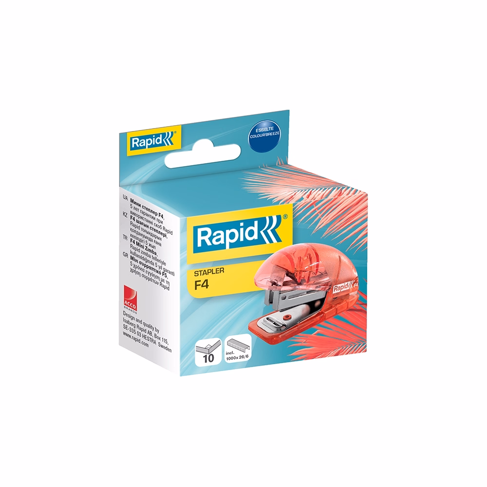Tűzőgép mini RAPID Colour Breeze 24/6-26/6 10 lap korall