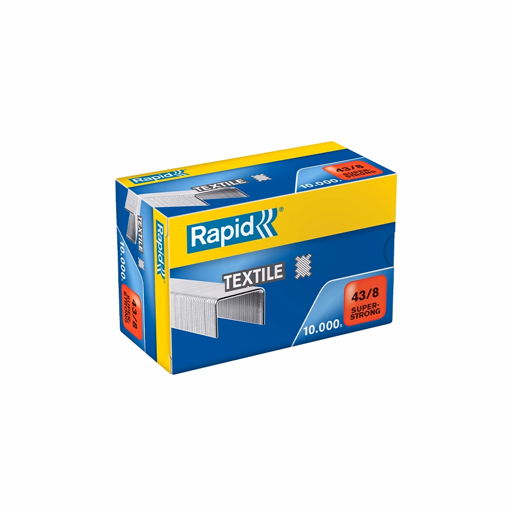 Tűzőkapocs RAPID Superstrong 43/8 textil horganyzott 10000 darabos