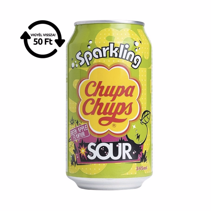 Üdítőital szénsavas CHUPA CHUPS Zöldalma 345 ml DRS