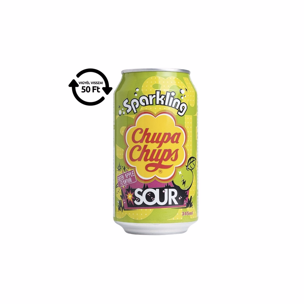 Üdítőital szénsavas CHUPA CHUPS Zöldalma 345 ml DRS