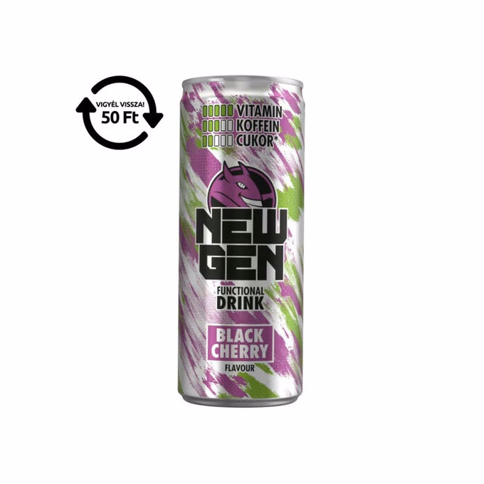 Üdítőital szénsavas HELL Newgen Black cherry 0,25L DRS