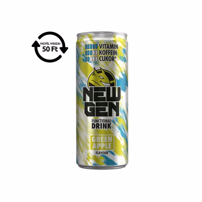 Üdítőital szénsavas HELL Newgen Green apple 0,25L DRS
