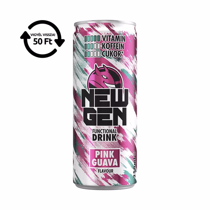 Üdítőital szénsavas HELL Newgen Pink guava 0,25L DRS