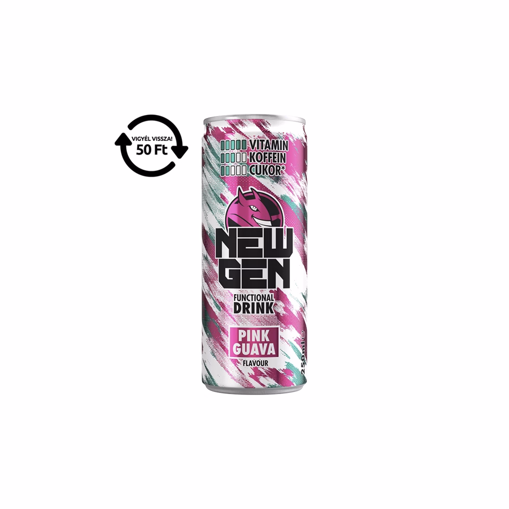 Üdítőital szénsavas HELL Newgen Pink guava 0,25L DRS