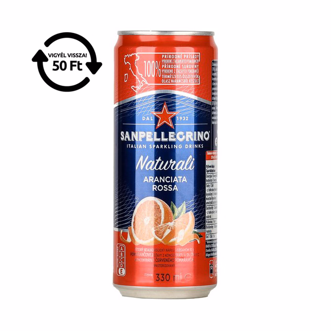 Üdítőital szénsavas SAN PELLEGRINO Aranciata Rossa vérnarancs 0,33L DRS