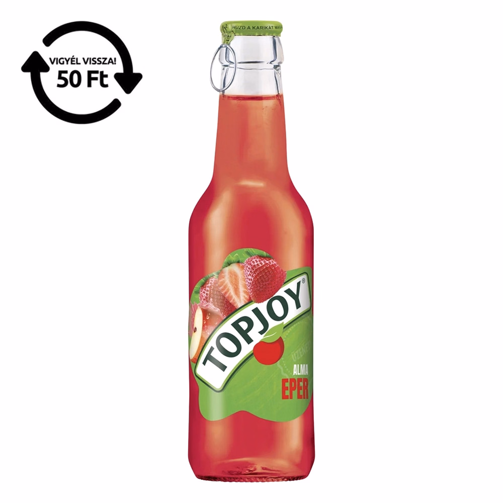 Üdítőital szénsavmentes TOPJOY alma-eper üveges 0,25L DRS