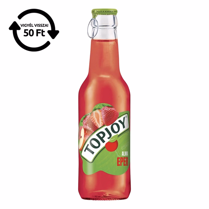 Üdítőital szénsavmentes TOPJOY alma-eper üveges 0,25L DRS