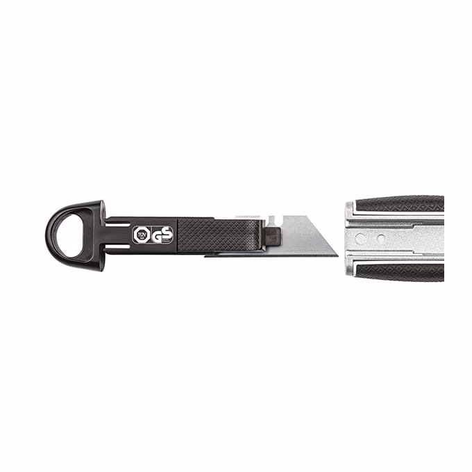 Univerzális vágókés WEDO 18 mm biztonsági 13,6 cm fém test gumi fogórész fém sínnel szürke rövid pengével