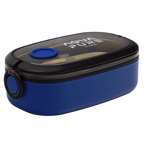 Uzsonnás doboz AQUA PURE műanyag BPA mentes 210x120x70 mm kék-fekete
