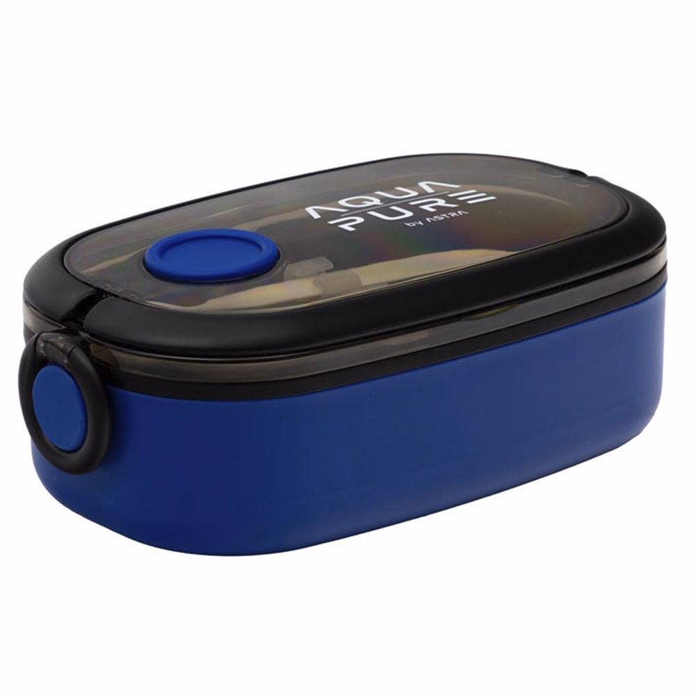 Uzsonnás doboz AQUA PURE műanyag BPA mentes 210x120x70 mm kék-fekete