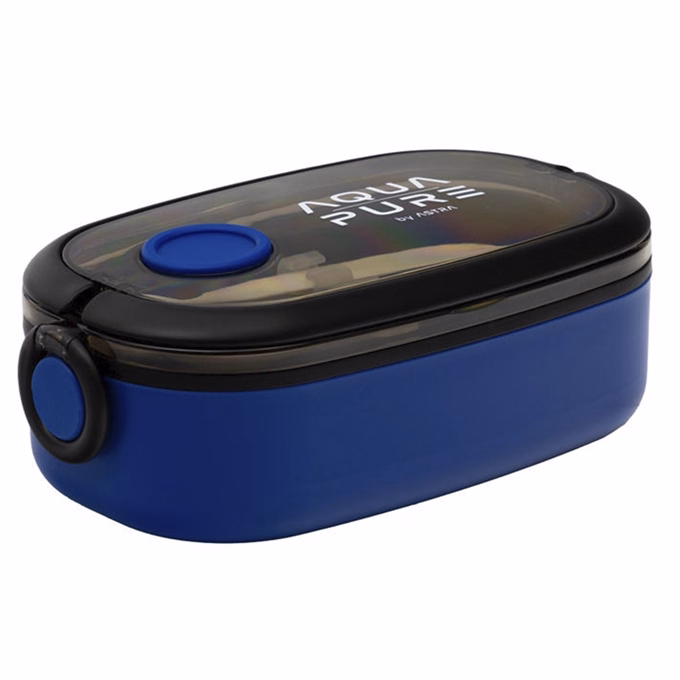 Uzsonnás doboz AQUA PURE műanyag BPA mentes 210x120x70 mm kék-fekete