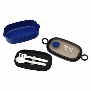 Uzsonnás doboz AQUA PURE műanyag BPA mentes 210x120x70 mm kék-fekete