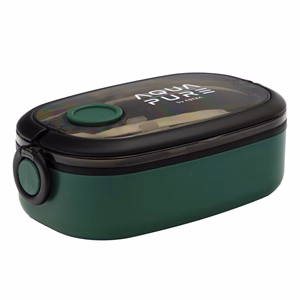 Uzsonnás doboz AQUA PURE műanyag BPA mentes 210x120x70 mm zöld-fekete
