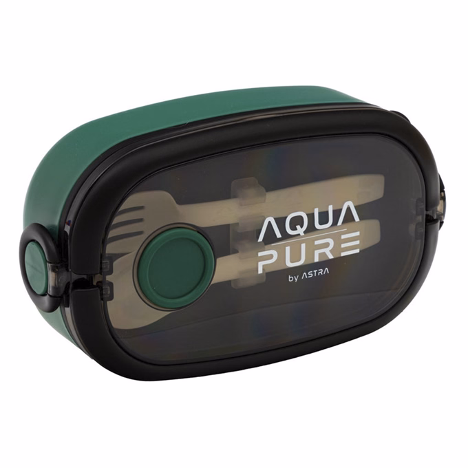 Uzsonnás doboz AQUA PURE műanyag BPA mentes 210x120x70 mm zöld-fekete
