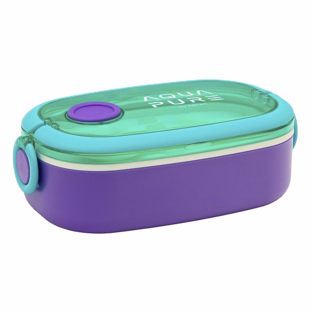 Uzsonnás doboz AQUA PURE műanyag BPA mentes 210x120x70 mm zöld-lila