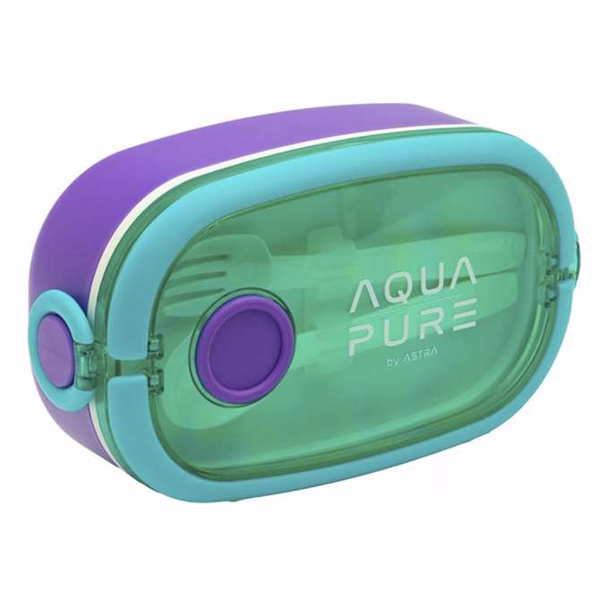 Uzsonnás doboz AQUA PURE műanyag BPA mentes 210x120x70 mm zöld-lila