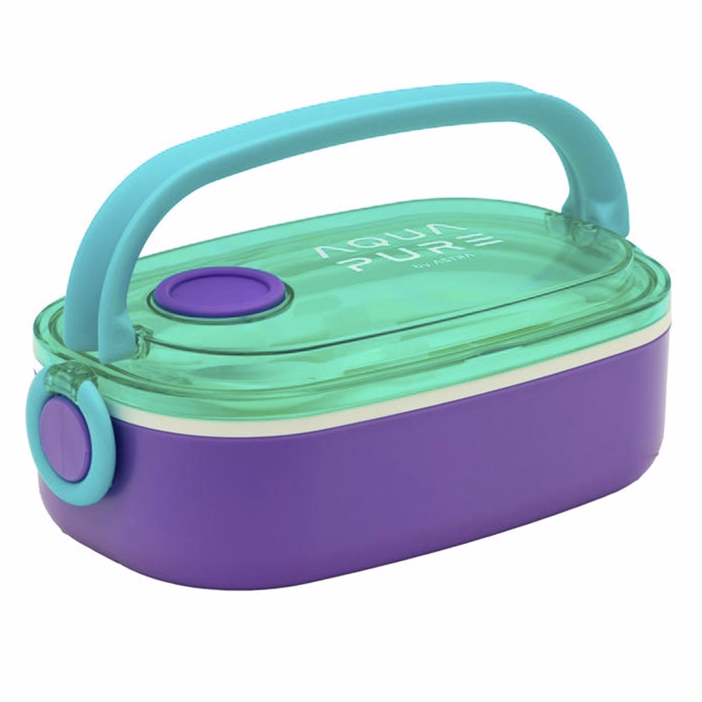 Uzsonnás doboz AQUA PURE műanyag BPA mentes 210x120x70 mm zöld-lila
