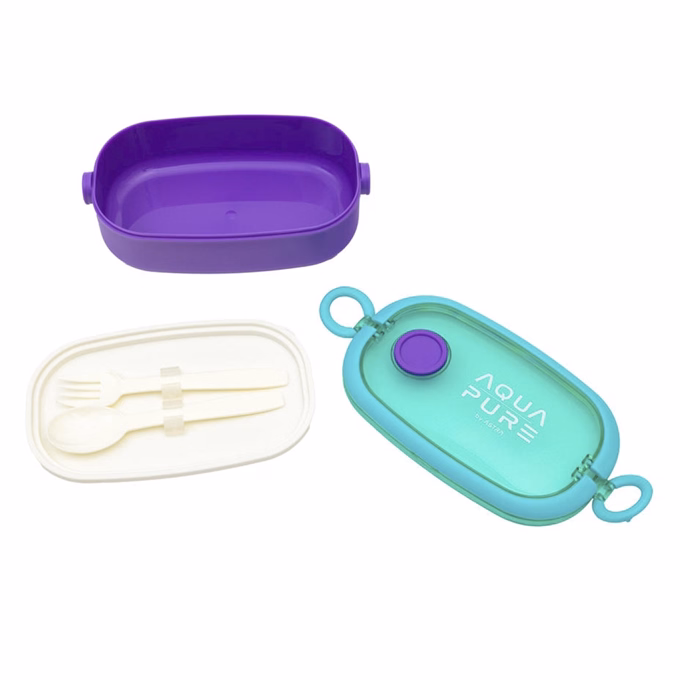 Uzsonnás doboz AQUA PURE műanyag BPA mentes 210x120x70 mm zöld-lila