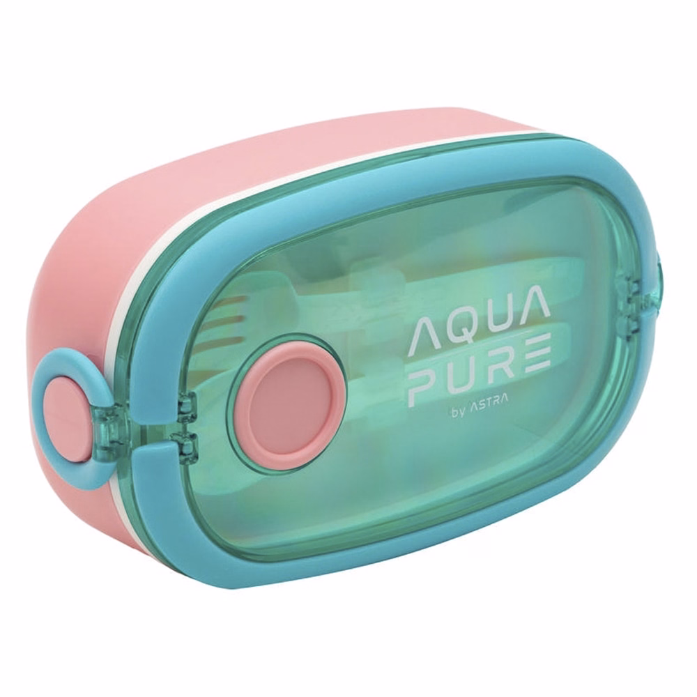 Uzsonnás doboz AQUA PURE műanyag BPA mentes 210x120x70 mm zöld-pink
