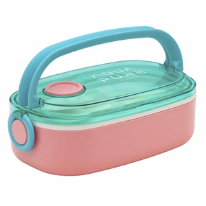 Uzsonnás doboz AQUA PURE műanyag BPA mentes 210x120x70 mm zöld-pink