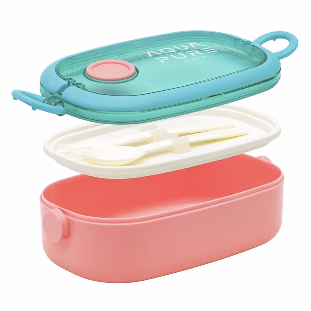 Uzsonnás doboz AQUA PURE műanyag BPA mentes 210x120x70 mm zöld-pink