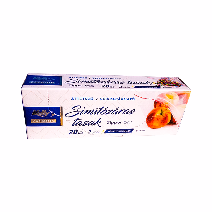 Uzsonnás és hűtőtasak KELLY simítózáras 18x25 cm 2L 20 darabos