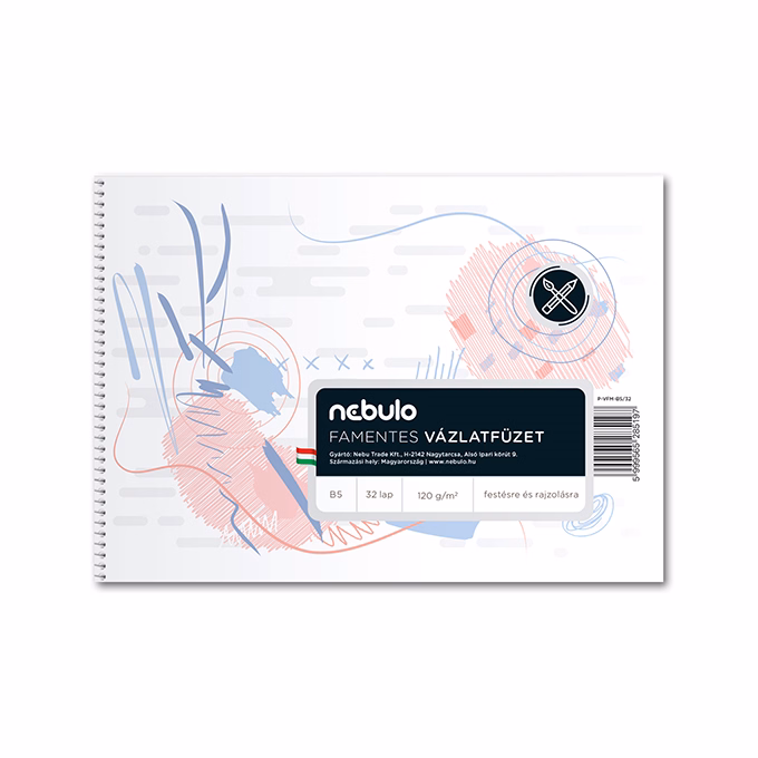 Vázlatfüzet spirálozott NEBULO B/5 32 lapos famentes