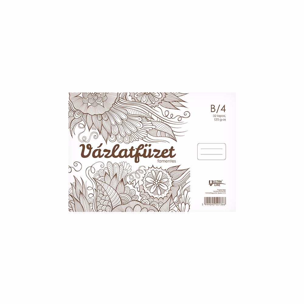 Vázlatfüzet spirálozott VECTRALINE B/4 120 g 32 lapos famentes